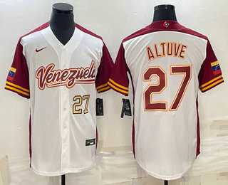 Mens Venezuela Baseball #27 Jose Altuve Number 2023 White World Baseball Classic Stitched Jersey